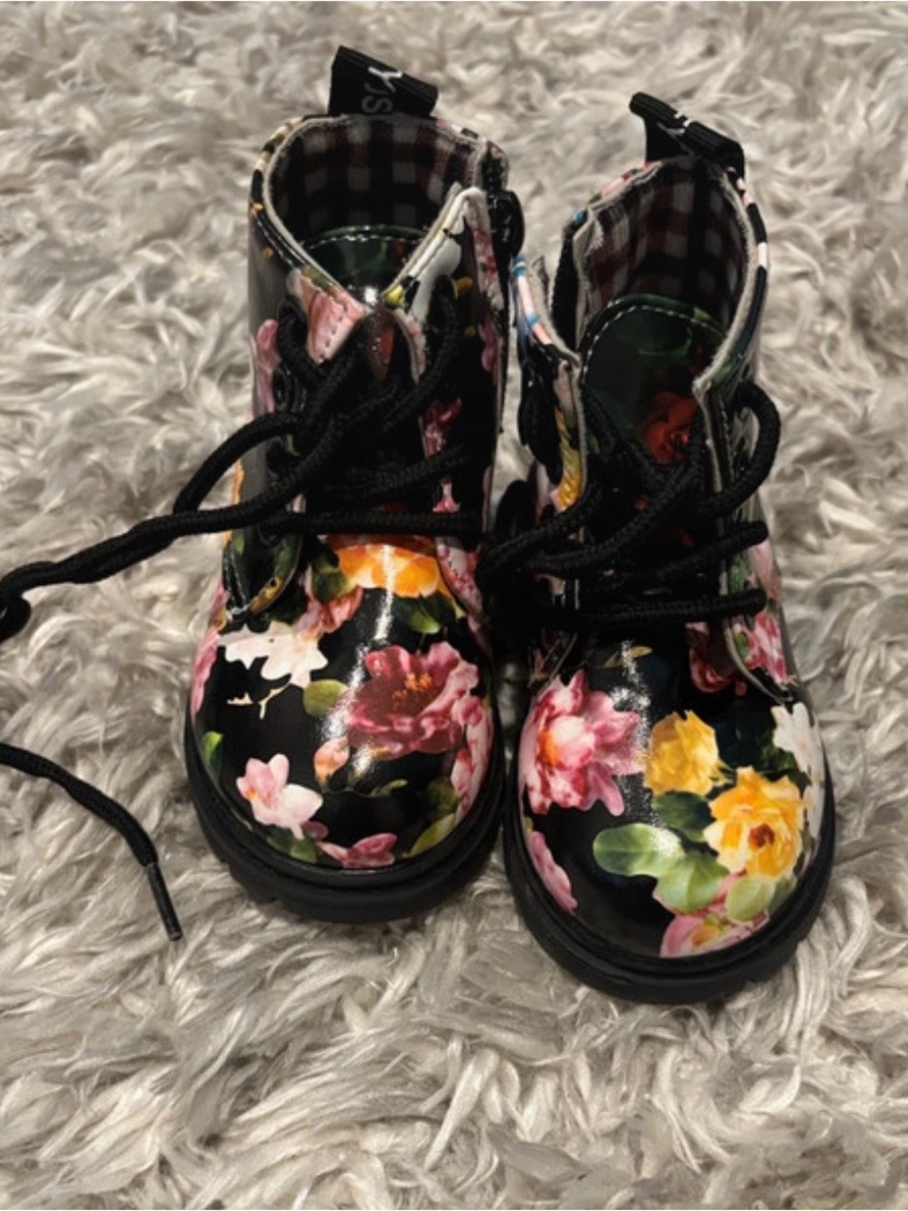 Comfy Kids Floral Combat Boots Size 21
